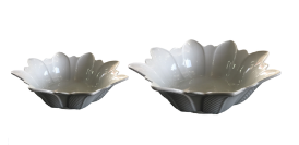 [D2211] Bowl Set 2Pc Leaf Shaped 30X10Cm And 25X8Cm Porcelain 8948