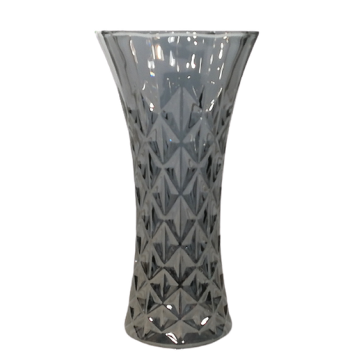 [GL1707] Glass Vase 29.4Cm D/Pattern Smoke Rvt389