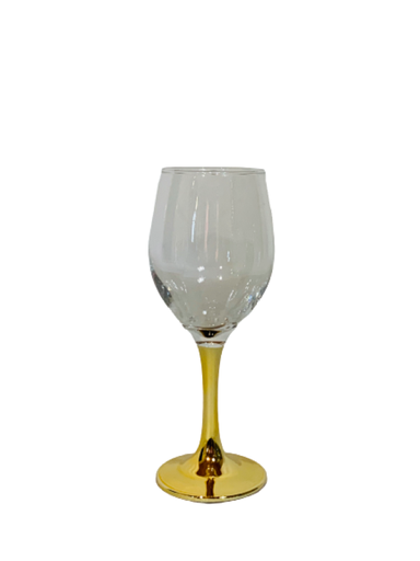 [GL1759] Wine Goblet 6Pc 310Ml Gold Stem/Base Rvt594