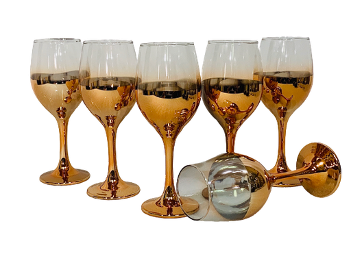 [GL1763|COPPER] Wine Goblet 6Pc 310Ml Half Coloured Rvt358