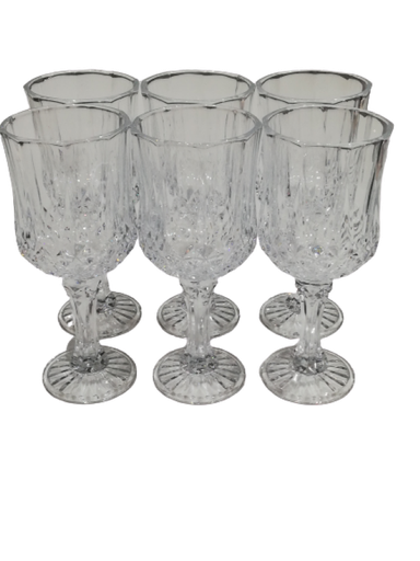 [GL1820] Wine Glass 6Pc Cut-Glass Rvt351