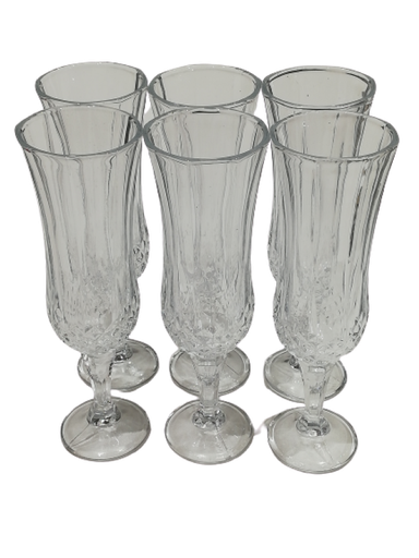 [GL1821] Champagne 6Pc Cut-Glass Rvt096