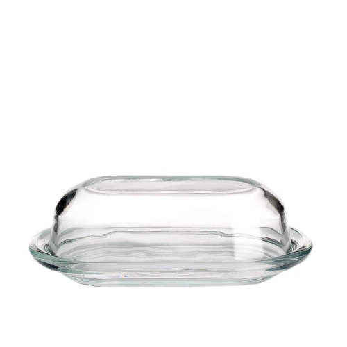 [GL1935] Butter Dish 19.5X13X7Cm Glass Clear Rvt626-Kitchen Essentials