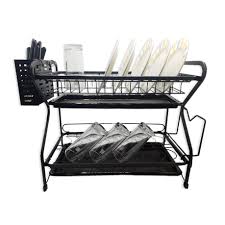 [KG1192] Dish Rack Flat 39X35Cm Black Ch257