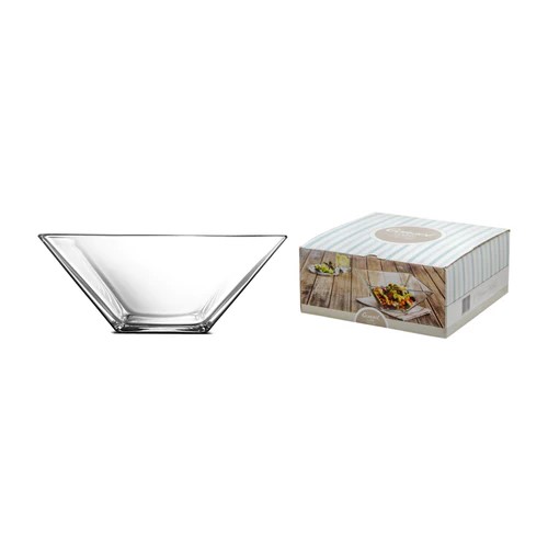 [GL1941] Bowl 25X25X10.5Cm Glass Montecarlo Square 17129