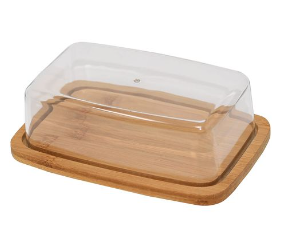 [KG1494] Butter Dish 21X12.5X8Cm Wooden Base With Acrylic Lid - Kitchen Essentials