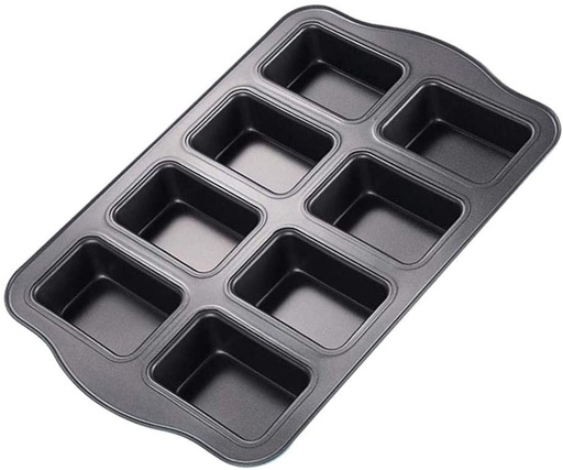 [OV159] Baking Pan 8 Cup 36x24cm Mini Loaf/Brownie 9x5.5x3cm Carbon Steel-Bakers Basics