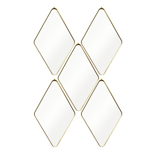 [HD3158] Mirror 5Pc Diamond Shaped With Gold Metal Chain Sd705-4