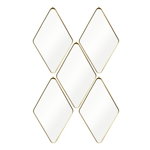 [HD3158] Mirror 5Pc Diamond Shaped With Gold Metal Chain Sd705-4
