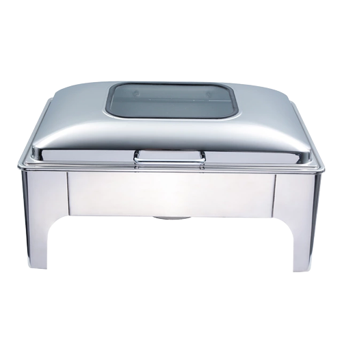 [SS409] Chafing Dish 55X36.5X26Cm Shallow Rectangular With Window Stainless Steel