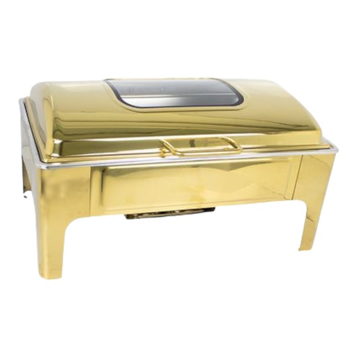 [SS466] Chafing Dish 55X36.5X26Cm Shallow Rectangular With Window Gold