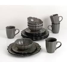 [D1230] Dinner Set 20Pc Black, Grey Lines Rvt 3950