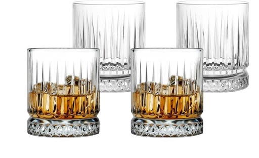 [GL1800] Elysia Whisky 4pc 355ml Cut-Glass Clear 520004