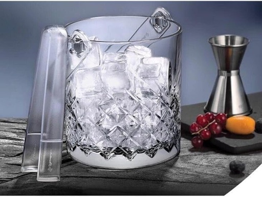 [GL1850] Timeless Ice Bucket & Tong 149x129mm 1l Cut Glass 530068