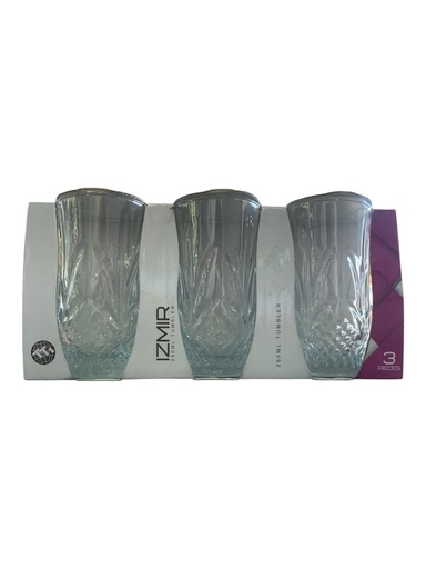 [GL2216] Tumbler 3Pc 280Ml Cut Glass Izmir Tu490