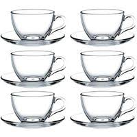 [GL2239] Cup And Saucer 200Ml 12Pc Round Set Glass Rvt2022-010