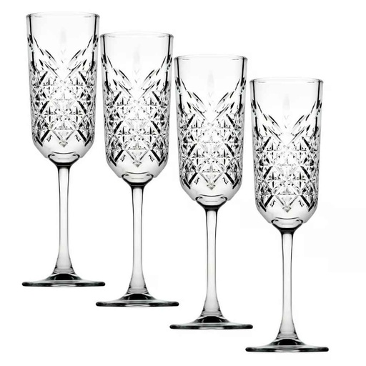 [GL2242] Timeless Champagne 175ml 4pc Cut-Glass - 440356