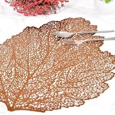 [TC127|COPPER] Placemat 47X37Cm % Leaf Design