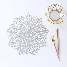 [TC168|SILVER] Placemat 1Pc 38Cm Flower Fine Linear Pattern Cut-Out