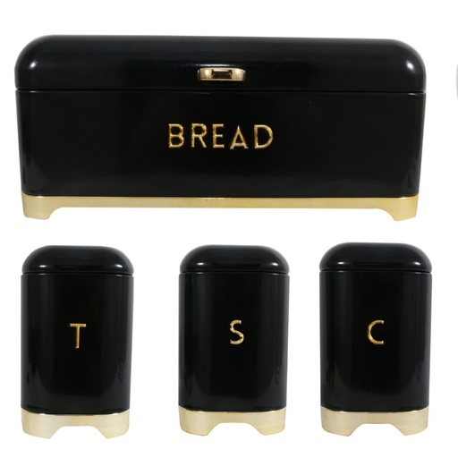 [BD22|BABYBLUE N SILVER|BABYBLUEANDSILVER] Bread Bin And Canister Set 4Pc Retro