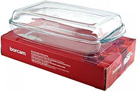 [GL2272] Double Roaster 2L 35X20X10Cm Rectangular Borosilicate Glass Borcam 59009