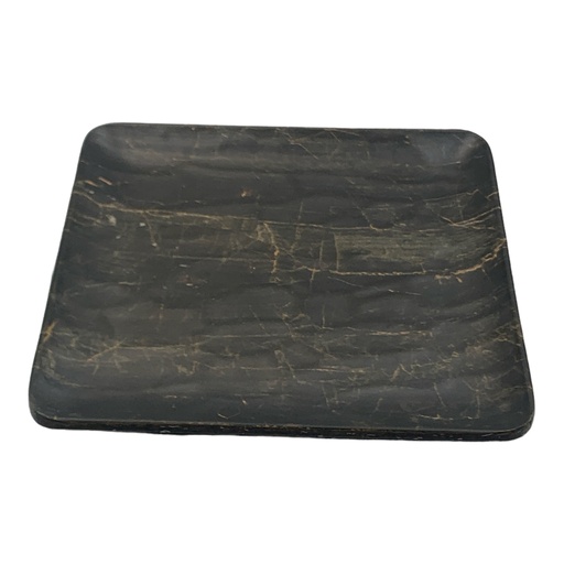 [ML58|BLACK WOOD] Plate 18X18Cm Square Wavy Hybrid Wooden Series Service Hw747