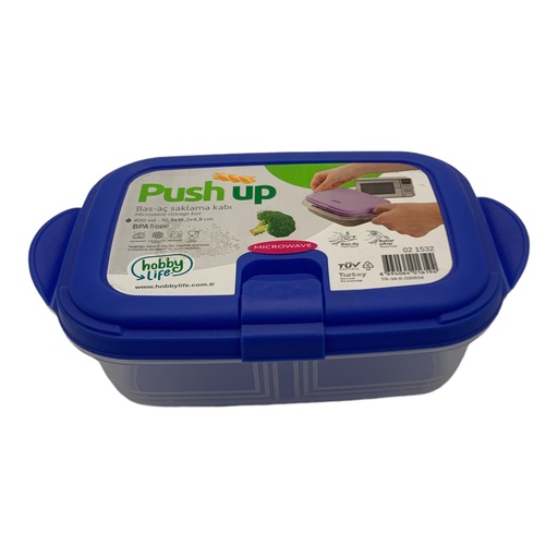 [PL169|BLUE] Container 400Ml 10.5X16.2X4.8Cm Push Up Microwave Bpa Free Hobby Life 021532