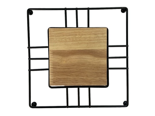 [Z1185] Trivet 18X18Cm Black With Wood Rvt2023-245