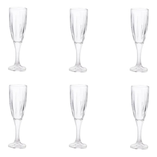 [GL2312] Champagne Glass 210Ml 6Pc Linear F222-1 Rvt2023-169