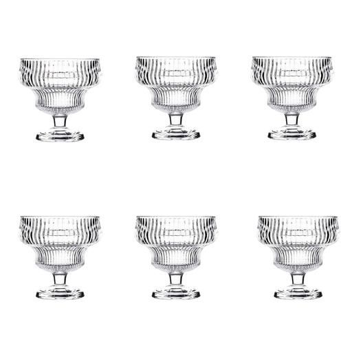 [GL2316] Dessert Bowl 285Ml 6Pc Footed Linear F223 Rvt2023-185