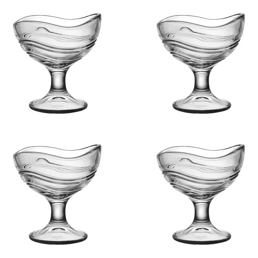 [GL2318] Dessert Bowl 312Ml 4Pc Wave Grooved Rvt2023-182