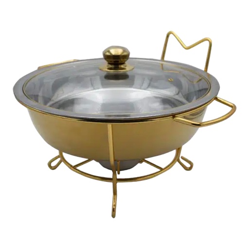 [SS548] Chafing Dish 6L Round Gold With Glass Lid Wire Style Frame Chafer Jy259-H60