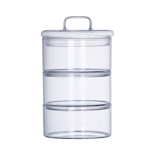 [GL2338] Canister 3 Tier Glass With Glass Lid Rvt2023-043