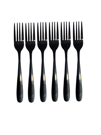 [CT878] Table Fork 6Pc Black Stainless Steel Teardrop