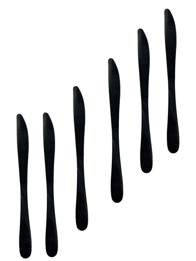 [CT879] Table Knife 6Pc Black Stainless Steel Teardrop