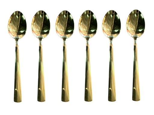 [CT881] Dessert Spoon 6Pc Gold Square Handle Broad Rvt2023-092