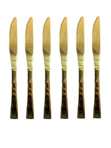 [CT883] Table Knife 6Pc Gold Square Handle Broad Rvt2023-094