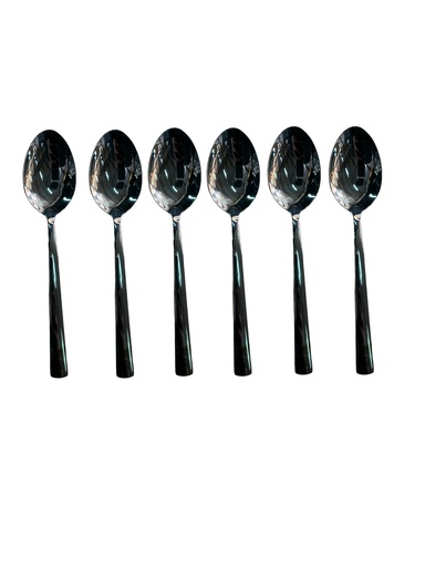 [CT885] Dessert Spoon 6Pc Black Square Handle Broad Rvt2023-096