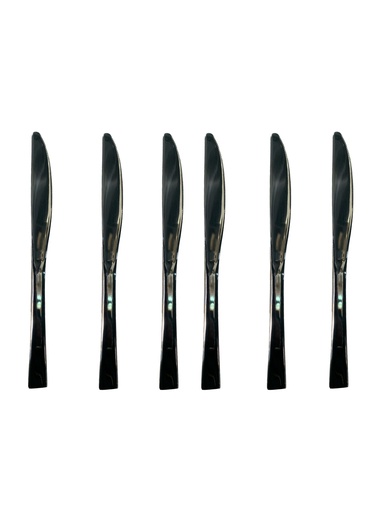 [CT887] Table Knife 6Pc Black Square Handle Broad Rvt2023-098