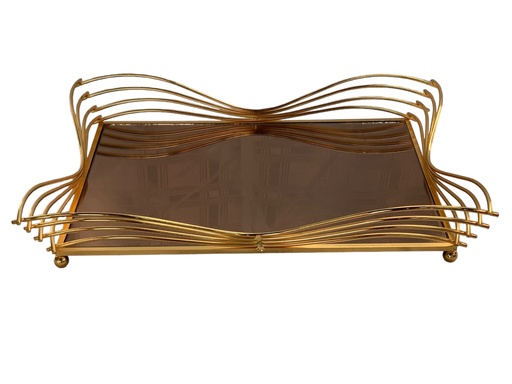 [AD00396] Tray 43x30x6cm Gold With Bronze Mirror RVT2023-195