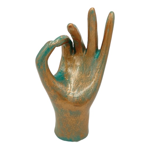 [AD04228] Decor AC 18x9cm Hand Gesture OK-Metallic