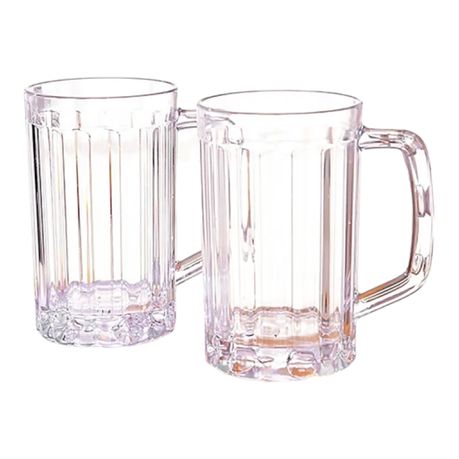 [AD04633] Beer Mug 400ml Clear Glass Grooved CU292