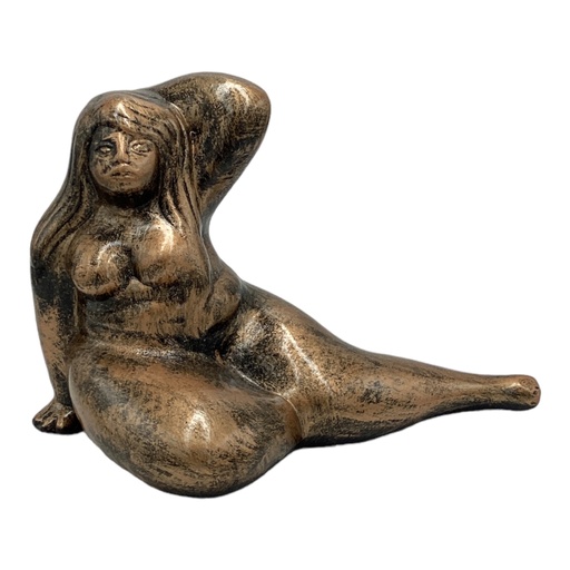 [AD05213] Decor Ornament AC 17x20cm Curvy Lady Leg to Side-Metallic