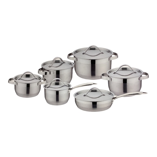 [AD05628] Pot Set 12pc Stainless Steel Dusseldorf Heavy