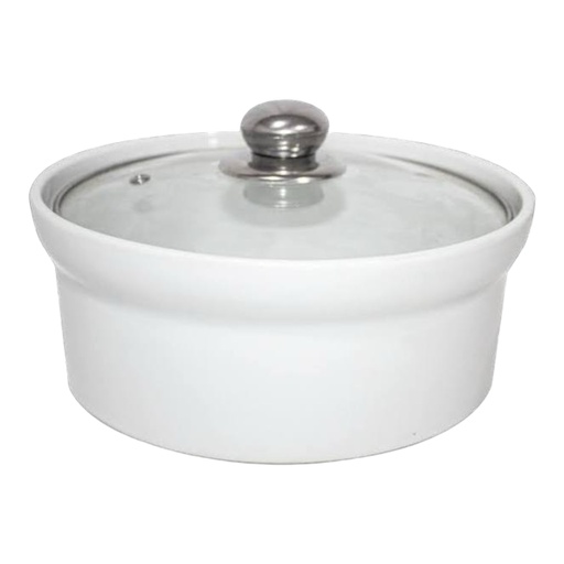 [AD06708] Casserole 22x9cm Porcelain with Glass Lid BJ2212005