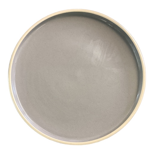 [AD06764] Plate 27cm Lipped Grey Speckeled With Border 2307-109