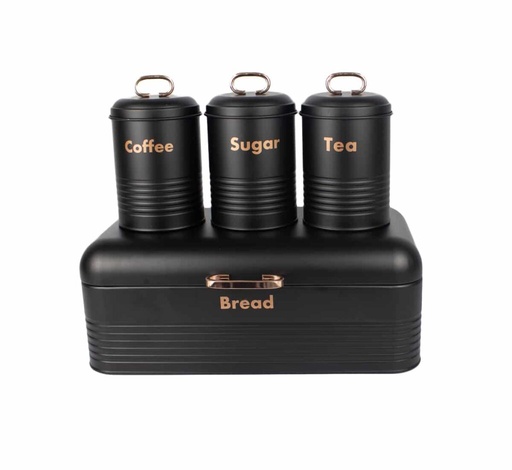 [AD07744] Bread Bin & Canister Set 4pc Grooved RHW-280