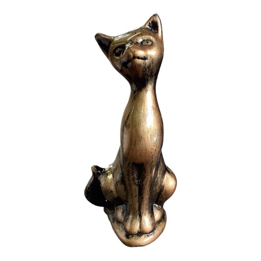 [AD07795] Decor Ornament 19x9x7cm Cat Sitting-Metalic