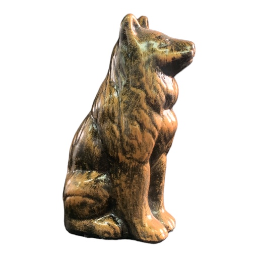 [AD07835] Decor Ornament 19x8x9cm Sitting Wolf-Metallic