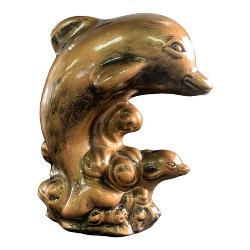 [AD07839] Decor Ornament 23x18x12cm Dolphine-Metallic